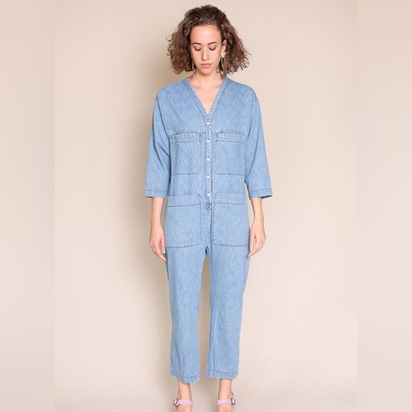 Ilana Kohn Pants - Ilana Kohn Tuck Denim Coveralls M
